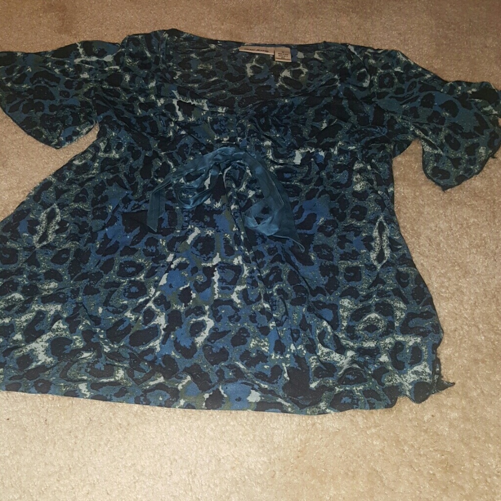 DKNY jeans Animal.Print top Blue leopard Med
